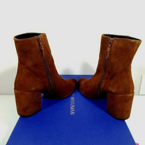 NIB Stuart Weitzman Notazzie Booties US 10 Amaretto Brown Suede Ankle Boots $575 - Picture 7 of 12